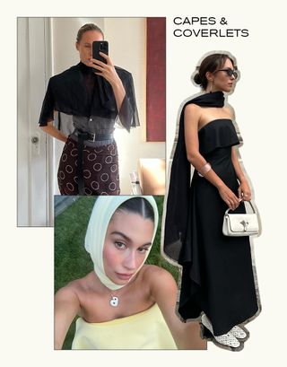 A collage featuring capes and coverlets.