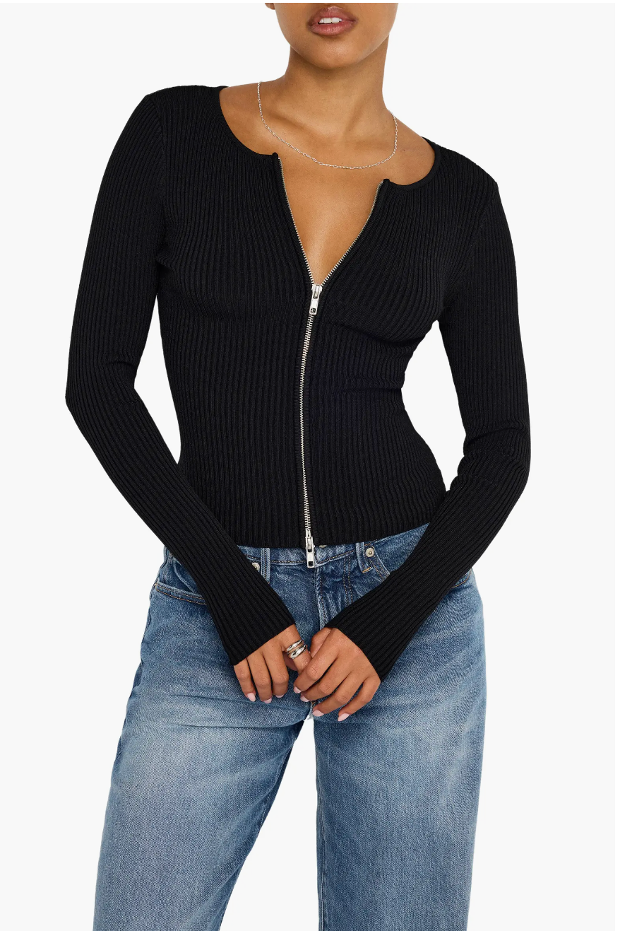 Virgo Rib Zip Cardigan