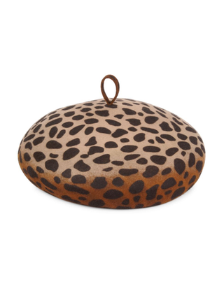 Faye Leopard-Print Wool-Felt Beret