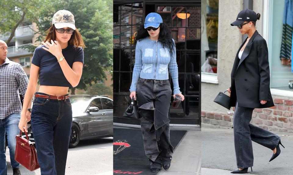 Kendall Jenner, Charli XCX, and Lori Harvey seen wearing various fashion cap styles.