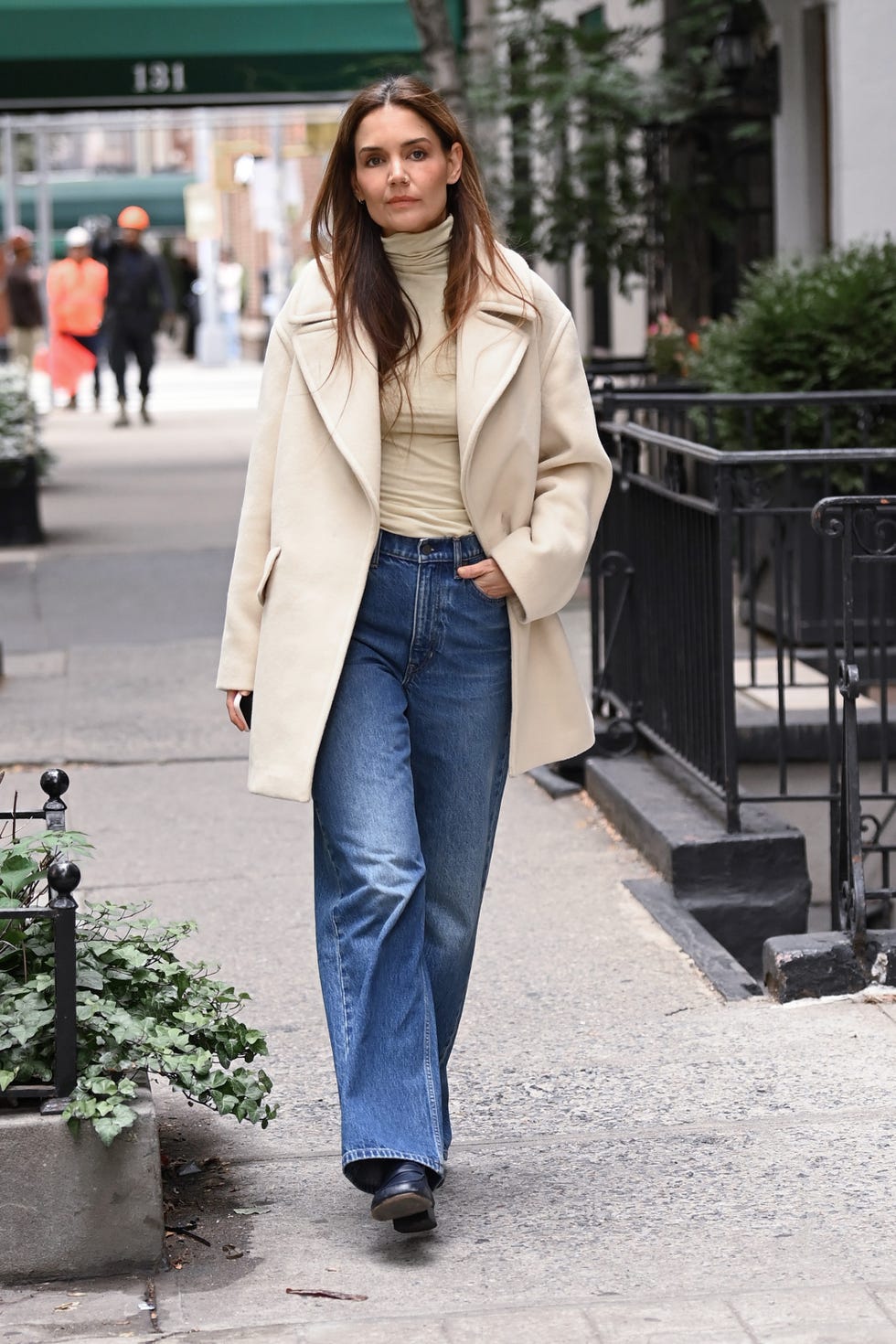 new york, new york october 03 katie holmes spotted out and about wearing banana republic on october 03, 2024 in new york city photo by michael simonwireimage