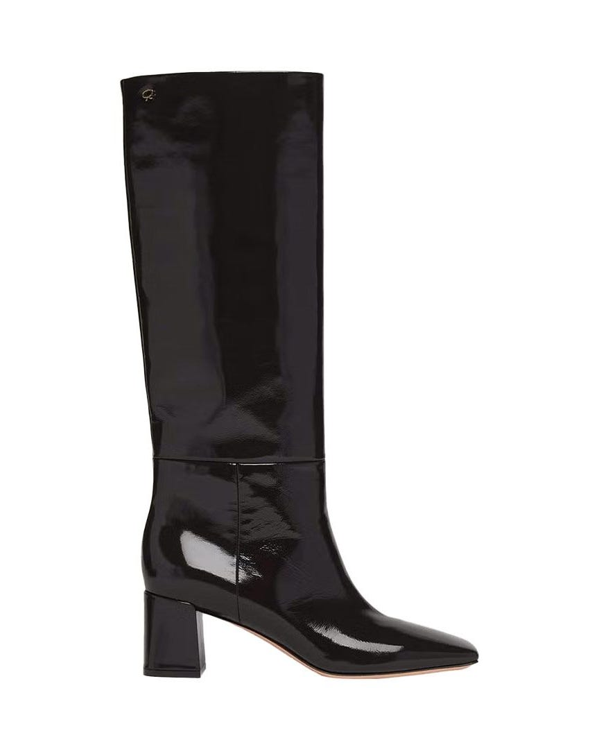 Patent Square-Toe Knee Boots