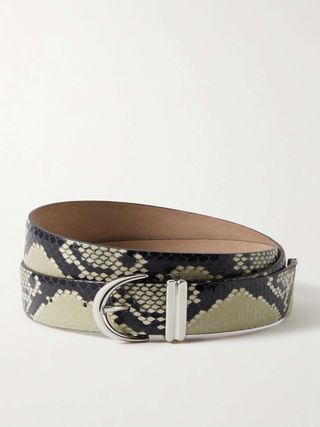 Snake-Effect Leather Belt