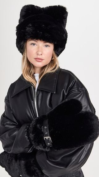 Acne Studios Fluffy Faux Fur Bow Hat