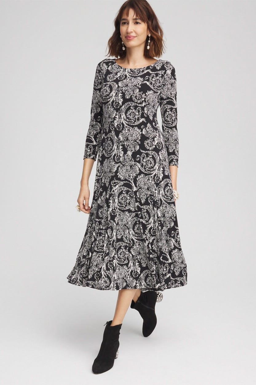 Chico's Swirl Print Midi Dress