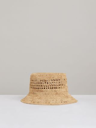 Straw Bucket Hat in Natural