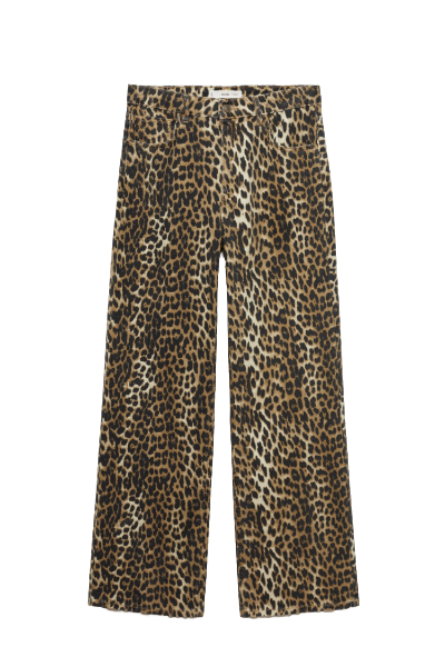 Mango High-Waisted Straight-Fit Jeans with Leopard Print (Were $90) 