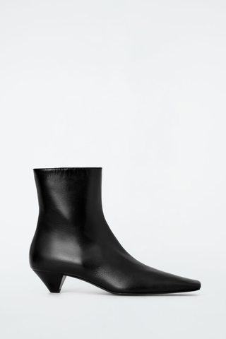 COS Square Toe Leather Ankle Boots